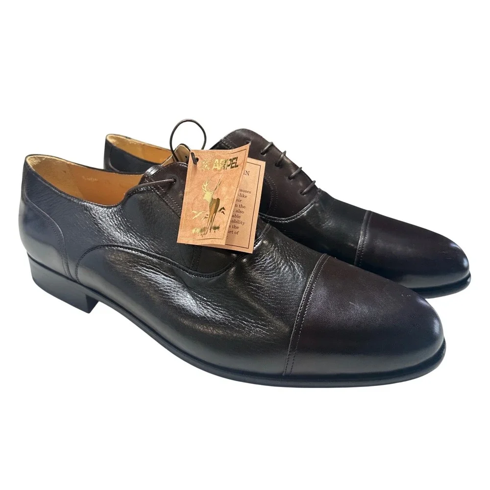 Massimo‎ Emporio Oxford Mens 13 M Brown New Deerskin Leather Cap Toe Dress Shoes